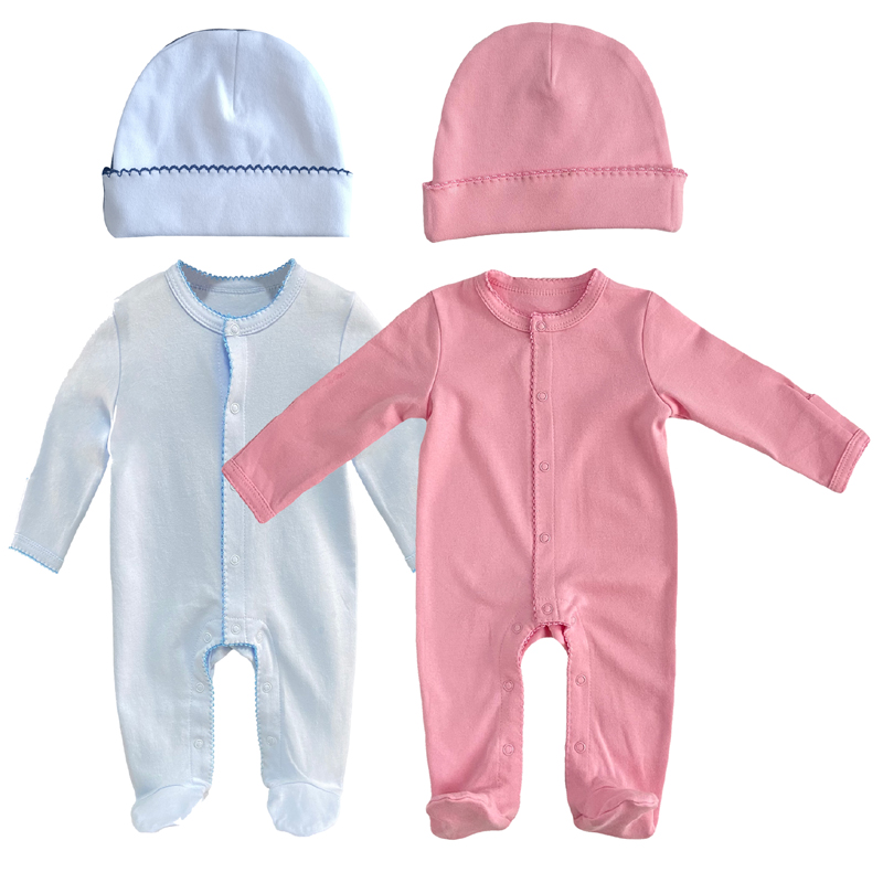 Organic Organic Cotton Picot Trim Footie Swaddle Set